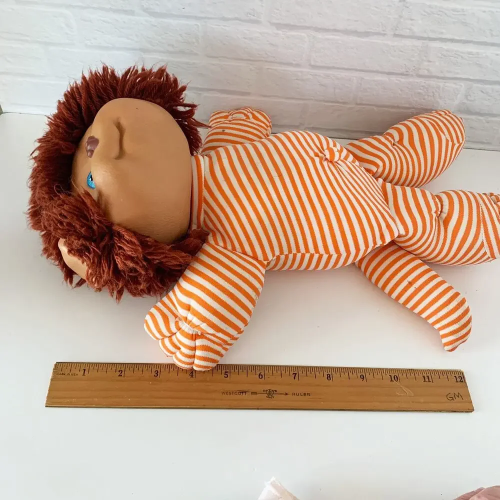 Vintage Cabbage Patch Kid Koosas Pet Plush Doll w/Overalls & Rainbow Suspenders